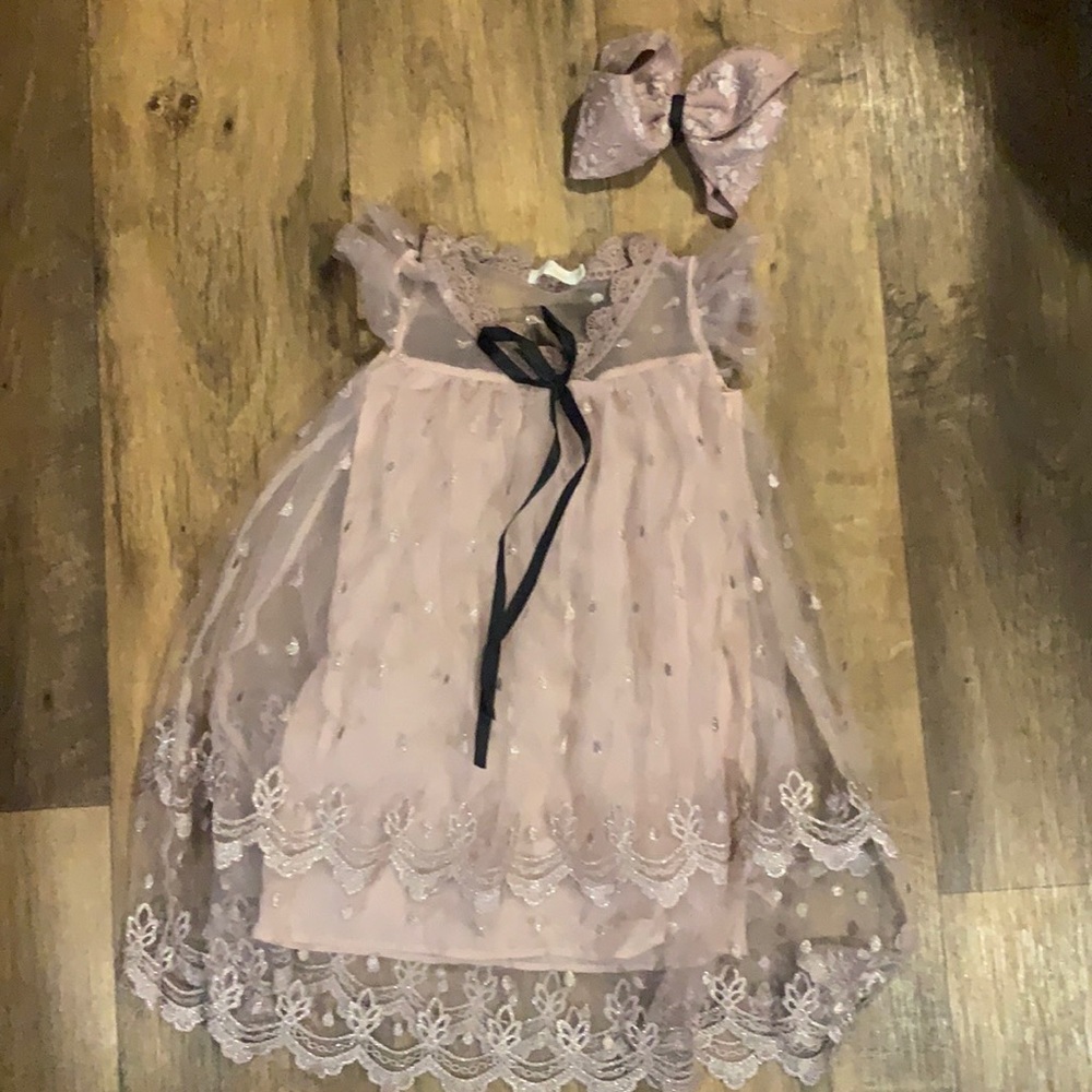 Toddler tulle dress with bow size 5t